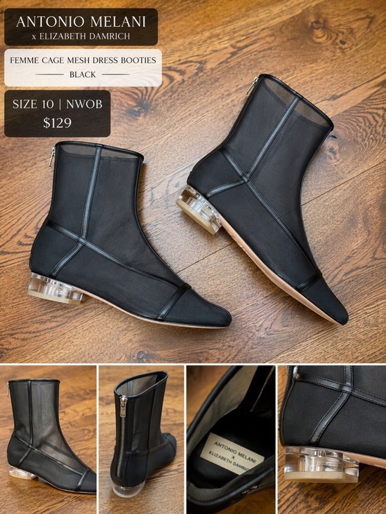 ANTONIO MELANI Shoes - NWOB $129 Antonio Melani x Elizabeth Damrich Femme Cage Mesh Booties Black Sz 10